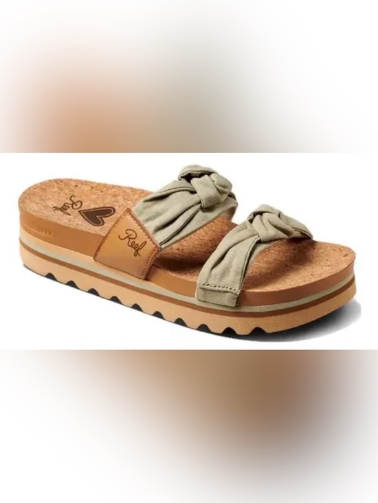 Reef Shoes - Reef Knotty Vista Hi Slide Sage Green Platform Slide sandals size 38.5/8 EUC
